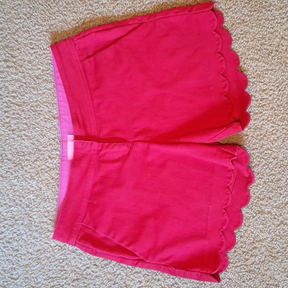 Isaac Mizrahi Shorts with Scalloped Hem Red Size 8